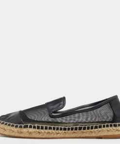 Promo 🤩 Stella McCartney Black Faux Leather And Mesh Sheer Panel Espadrilles Size 38 For 👩 Women 🥰