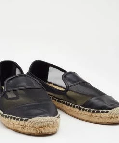 Promo 🤩 Stella McCartney Black Faux Leather And Mesh Sheer Panel Espadrilles Size 38 For 👩 Women 🥰 -Stella McCartney Shop luxury women stella mccartney used shoes p666461 005 scaled
