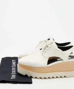 Deals 🌟 Stella McCartney White Faux Leather Elyse Cut Out Platform Lace Up Derby Size 40 For 👩 Women 💯 -Stella McCartney Shop luxury women stella mccartney used shoes p668357 1656654494 001