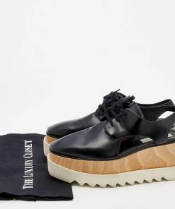 Wholesale 🤩 Stella McCartney Black Faux Leather Elyse Cut Out Platform Lace Up Derby Size 40 For 👩 Women 🤩 -Stella McCartney Shop luxury women stella mccartney used shoes p668381 001