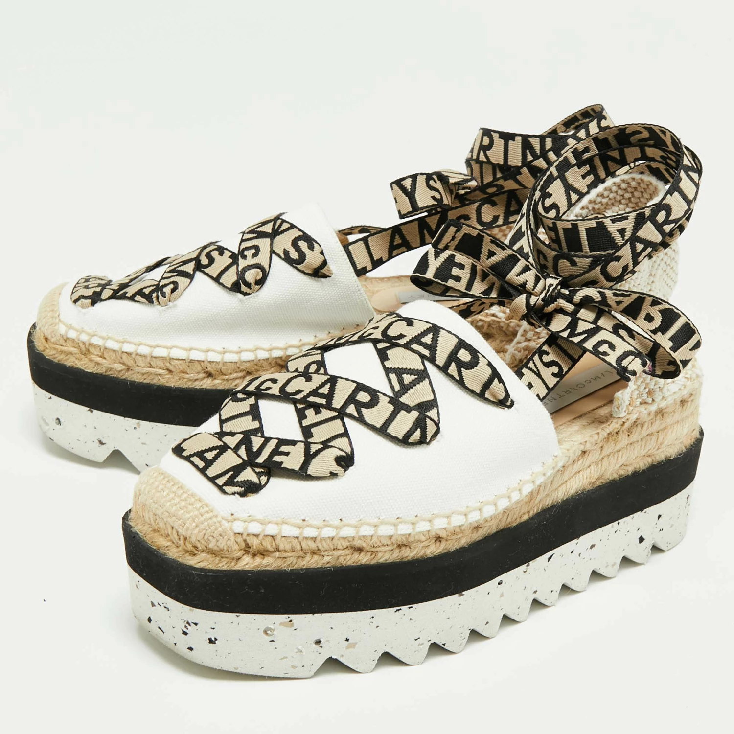 Best deal ๐ Stella McCartney White/Beige Canvas And Cotton Blend Gaia Ankle Wrap Espadrilles ๐ฉด Sandals Size 39 For ๐ฉ Women ๐ฅ 4 Best deal ๐ Stella McCartney White/Beige Canvas And Cotton Blend Gaia Ankle Wrap Espadrilles ๐ฉด Sandals Size 39 For ๐ฉ Women ๐ฅ - Image 2