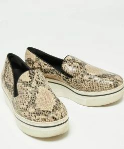Buy 😀 Stella McCartney Beige/Cream Faux Python Platform Slip On 👟 Sneakers Size 38 For 👩 Women ⭐ -Stella McCartney Shop luxury women stella mccartney used shoes p669153 007