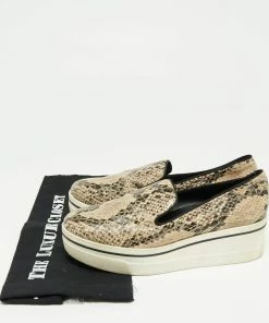 Buy 😀 Stella McCartney Beige/Cream Faux Python Platform Slip On 👟 Sneakers Size 38 For 👩 Women ⭐ -Stella McCartney Shop luxury women stella mccartney used shoes p669153 009