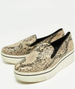 Buy 😀 Stella McCartney Beige/Cream Faux Python Platform Slip On 👟 Sneakers Size 38 For 👩 Women ⭐ -Stella McCartney Shop luxury women stella mccartney used shoes p669153 010