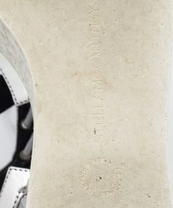 Cheap 🤩 Stella McCartney Metallic Silver Cut Out Faux Leather Hackney Printed Wedge Platform 🩴 Sandals Size 37 For 👩 Women 🎁 -Stella McCartney Shop luxury women stella mccartney used shoes p669402 010