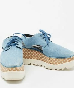 Budget 🌟 Stella McCartney Blue Cut Out Denim Elyse Platform Derby 👟 Sneakers Size 39 For 👩 Women 🌟 -Stella McCartney Shop luxury women stella mccartney used shoes p670249 004