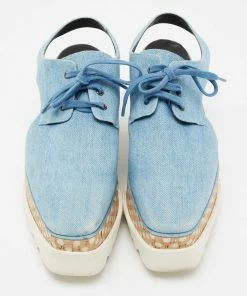 Budget 🌟 Stella McCartney Blue Cut Out Denim Elyse Platform Derby 👟 Sneakers Size 39 For 👩 Women 🌟 -Stella McCartney Shop luxury women stella mccartney used shoes p670249 005