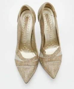 Budget 🥰 Stella McCartney Beige Fabric And Mesh Pointed Toe Pumps Size 38 For 👩 Women 🧨 -Stella McCartney Shop luxury women stella mccartney used shoes p671411 004