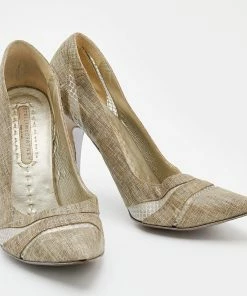 Budget 🥰 Stella McCartney Beige Fabric And Mesh Pointed Toe Pumps Size 38 For 👩 Women 🧨 -Stella McCartney Shop luxury women stella mccartney used shoes p671411 005