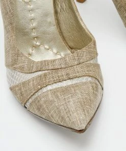 Budget 🥰 Stella McCartney Beige Fabric And Mesh Pointed Toe Pumps Size 38 For 👩 Women 🧨 -Stella McCartney Shop luxury women stella mccartney used shoes p671411 006