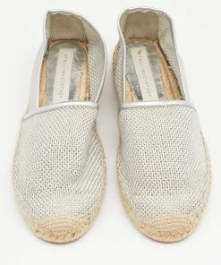 Buy 💯 Stella McCartney Metallic Silver Mesh And Faux Leather Trims Slip On Espadrille Flats Size 37 For 👩 Women 🎁 -Stella McCartney Shop luxury women stella mccartney used shoes p674263 006