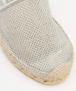 Buy 💯 Stella McCartney Metallic Silver Mesh And Faux Leather Trims Slip On Espadrille Flats Size 37 For 👩 Women 🎁 -Stella McCartney Shop luxury women stella mccartney used shoes p674263 008