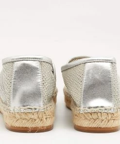 Buy 💯 Stella McCartney Metallic Silver Mesh And Faux Leather Trims Slip On Espadrille Flats Size 37 For 👩 Women 🎁 -Stella McCartney Shop luxury women stella mccartney used shoes p674263 009