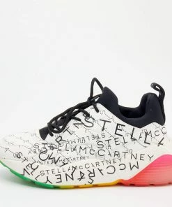 Best Sale 🔔 Stella McCartney White Faux Leather And Neoprene Eclypse Monogram Logo Platform 👟 Sneakers Size 40 For 👩 Women ❤️
