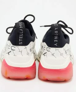 Best Sale 🔔 Stella McCartney White Faux Leather And Neoprene Eclypse Monogram Logo Platform 👟 Sneakers Size 40 For 👩 Women ❤️ -Stella McCartney Shop luxury women stella mccartney used shoes p674726 007