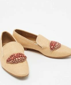 Buy 😀 Stella McCartney Brown Woven Raffia Embellishment Tatami Smoking Slippers Size 35 For 👩 Women 🔔 -Stella McCartney Shop luxury women stella mccartney used shoes p674819 004