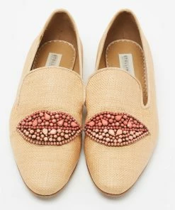 Buy 😀 Stella McCartney Brown Woven Raffia Embellishment Tatami Smoking Slippers Size 35 For 👩 Women 🔔 -Stella McCartney Shop luxury women stella mccartney used shoes p674819 005