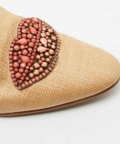 Buy 😀 Stella McCartney Brown Woven Raffia Embellishment Tatami Smoking Slippers Size 35 For 👩 Women 🔔 -Stella McCartney Shop luxury women stella mccartney used shoes p674819 008