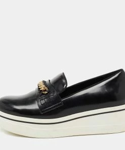 Hot Sale 👏 Stella McCartney Black Faux Leather Chain Link Slip On 👟 Sneakers Size 40 For 👩 Women 🤩
