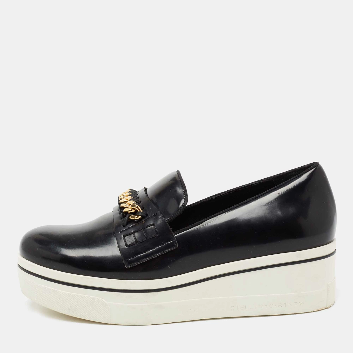 Hot Sale ๐ Stella McCartney Black Faux Leather Chain Link Slip On ๐ Sneakers Size 40 For ๐ฉ Women ๐คฉ 3 Hot Sale ๐ Stella McCartney Black Faux Leather Chain Link Slip On ๐ Sneakers Size 40 For ๐ฉ Women ๐คฉ