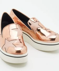 Best Pirce 👏 Stella McCartney Metallic Rose Gold Faux Leather Binx Star Platform Slip On 👟 Sneakers Size 39 For 👩 Women 😉 -Stella McCartney Shop luxury women stella mccartney used shoes p680466 002