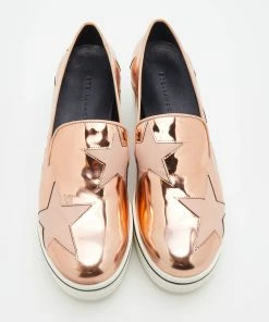 Best Pirce 👏 Stella McCartney Metallic Rose Gold Faux Leather Binx Star Platform Slip On 👟 Sneakers Size 39 For 👩 Women 😉 -Stella McCartney Shop luxury women stella mccartney used shoes p680466 007