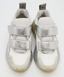 Outlet ✨ Stella McCartney White/Silver Faux Leather And Faux Suede Eclypse Velcro 👟 Sneakers Size 37 For 👩 Women ⭐ -Stella McCartney Shop luxury women stella mccartney used shoes p680949 004