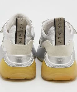 Outlet ✨ Stella McCartney White/Silver Faux Leather And Faux Suede Eclypse Velcro 👟 Sneakers Size 37 For 👩 Women ⭐ -Stella McCartney Shop luxury women stella mccartney used shoes p680949 007
