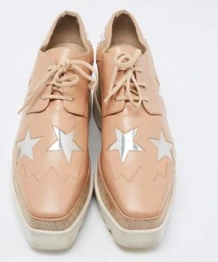 Best Pirce 🌟 Stella McCartney Beige Faux Leather Elyse Star Platform Derby 👟 Sneakers Size 40 For 👩 Women 🧨 -Stella McCartney Shop luxury women stella mccartney used shoes p684114 002