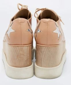 Best Pirce 🌟 Stella McCartney Beige Faux Leather Elyse Star Platform Derby 👟 Sneakers Size 40 For 👩 Women 🧨 -Stella McCartney Shop luxury women stella mccartney used shoes p684114 005