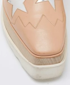 Best Pirce 🌟 Stella McCartney Beige Faux Leather Elyse Star Platform Derby 👟 Sneakers Size 40 For 👩 Women 🧨 -Stella McCartney Shop luxury women stella mccartney used shoes p684114 006