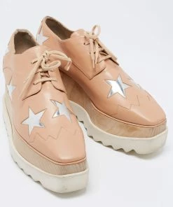 Best Pirce 🌟 Stella McCartney Beige Faux Leather Elyse Star Platform Derby 👟 Sneakers Size 40 For 👩 Women 🧨 -Stella McCartney Shop luxury women stella mccartney used shoes p684114 007