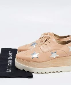 Best Pirce 🌟 Stella McCartney Beige Faux Leather Elyse Star Platform Derby 👟 Sneakers Size 40 For 👩 Women 🧨 -Stella McCartney Shop luxury women stella mccartney used shoes p684114 008