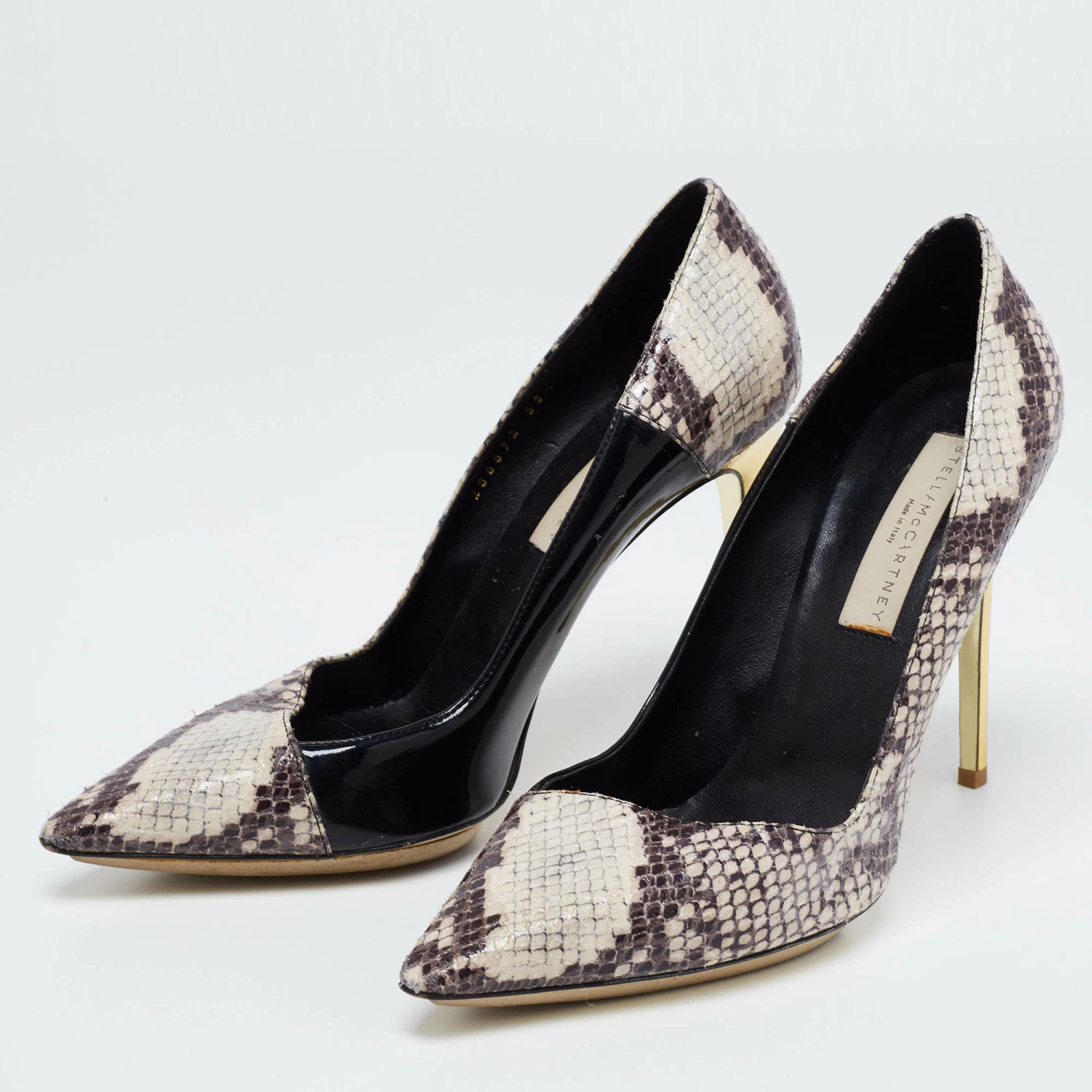 Best Pirce ❤️ Stella McCartney Tri Color Faux Patent And Snakeskin Embossed Leather D'orsay Pumps Size 38.5 For 👩 Women 🔔 4 Best Pirce ❤️ Stella McCartney Tri Color Faux Patent And Snakeskin Embossed Leather D'orsay Pumps Size 38.5 For 👩 Women 🔔 - Image 2