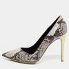 Best Pirce ❤️ Stella McCartney Tri Color Faux Patent And Snakeskin Embossed Leather D'orsay Pumps Size 38.5 For 👩 Women 🔔