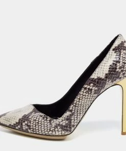 Best Pirce ❤️ Stella McCartney Tri Color Faux Patent And Snakeskin Embossed Leather D'orsay Pumps Size 38.5 For 👩 Women 🔔