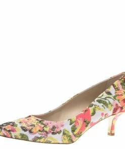 Wholesale 💯 Stella McCartney Pink Floral Jacquard Gwen Pointed Toe Pumps Size 38.5 For 👩 Women 🤩