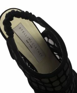 Budget ❤️ Stella McCartney Black Faux Suede And Mesh Slingback 🩴 Sandals Size 37.5 For 👩 Women ⌛ -Stella McCartney Shop luxury women stella mccartney used shoes p74700 007