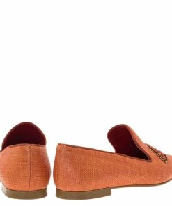 Cheap ✔️ Stella Mccartney Orange Raffia Beaded Lips Smoking Slippers Size 37.5 For 👩 Women ❤️ -Stella McCartney Shop luxury women stella mccartney used shoes p77301 005