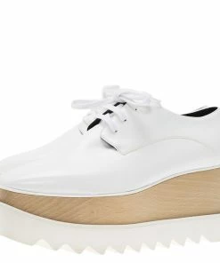 Flash Sale 🥰 Stella McCartney White Faux Leather Elyse Platform Derby Size 38 For 👩 Women 😍