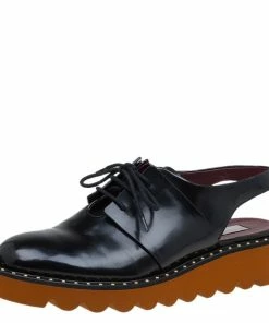 Buy 🛒 Stella McCartney Black Faux Leather Slingback Oxfords Size 39 For 👩 Women 🔥