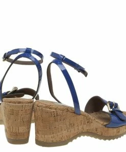 Promo 🥰 Stella McCartney Blue Faux Patent Linda Wedge 🩴 Sandals Size 40 For 👩 Women 🔥 -Stella McCartney Shop luxury women stella mccartney used shoes p88830 005