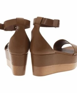 Promo 👏 Stella McCartney Brown Faux Leather Lindsey Ankle Strap Wedge 🩴 Sandals Size 40 For 👩 Women 😀 -Stella McCartney Shop luxury women stella mccartney used shoes p93082 005
