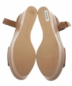Promo 👏 Stella McCartney Brown Faux Leather Lindsey Ankle Strap Wedge 🩴 Sandals Size 40 For 👩 Women 😀 -Stella McCartney Shop luxury women stella mccartney used shoes p93082 007