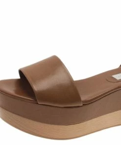 Promo 👏 Stella McCartney Brown Faux Leather Lindsey Ankle Strap Wedge 🩴 Sandals Size 40 For 👩 Women 😀 -Stella McCartney Shop luxury women stella mccartney used shoes p93082 009