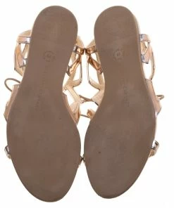 Cheap 🌟 Stella McCartney Rose Gold Faux Leather Star Cut Out Lace Up 🩴 Sandals Size 39 For 👩 Women 🎉 -Stella McCartney Shop luxury women stella mccartney used shoes p93687 006