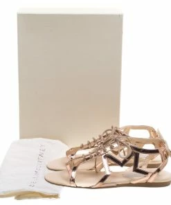 Cheap 🌟 Stella McCartney Rose Gold Faux Leather Star Cut Out Lace Up 🩴 Sandals Size 39 For 👩 Women 🎉 -Stella McCartney Shop luxury women stella mccartney used shoes p93687 008