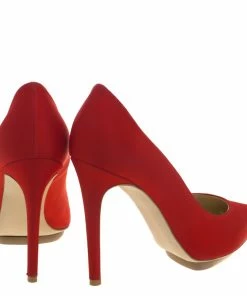 Buy 👏 Stella McCartney Red Satin Pointed Toe Pumps Size 37.5 For 👩 Women 🔔 -Stella McCartney Shop luxury women stella mccartney used shoes p94281 005