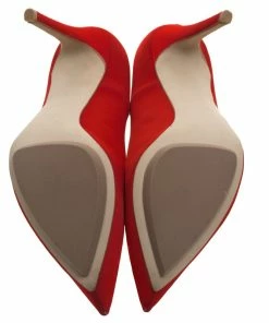 Buy 👏 Stella McCartney Red Satin Pointed Toe Pumps Size 37.5 For 👩 Women 🔔 -Stella McCartney Shop luxury women stella mccartney used shoes p94281 006