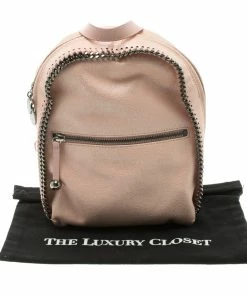 Best deal ⭐ Stella McCartney Pink Faux Leather Falabella 🎒 Backpack For 👩 Women ✔️ -Stella McCartney Shop luxury women stella mccartney used travel p108633 009